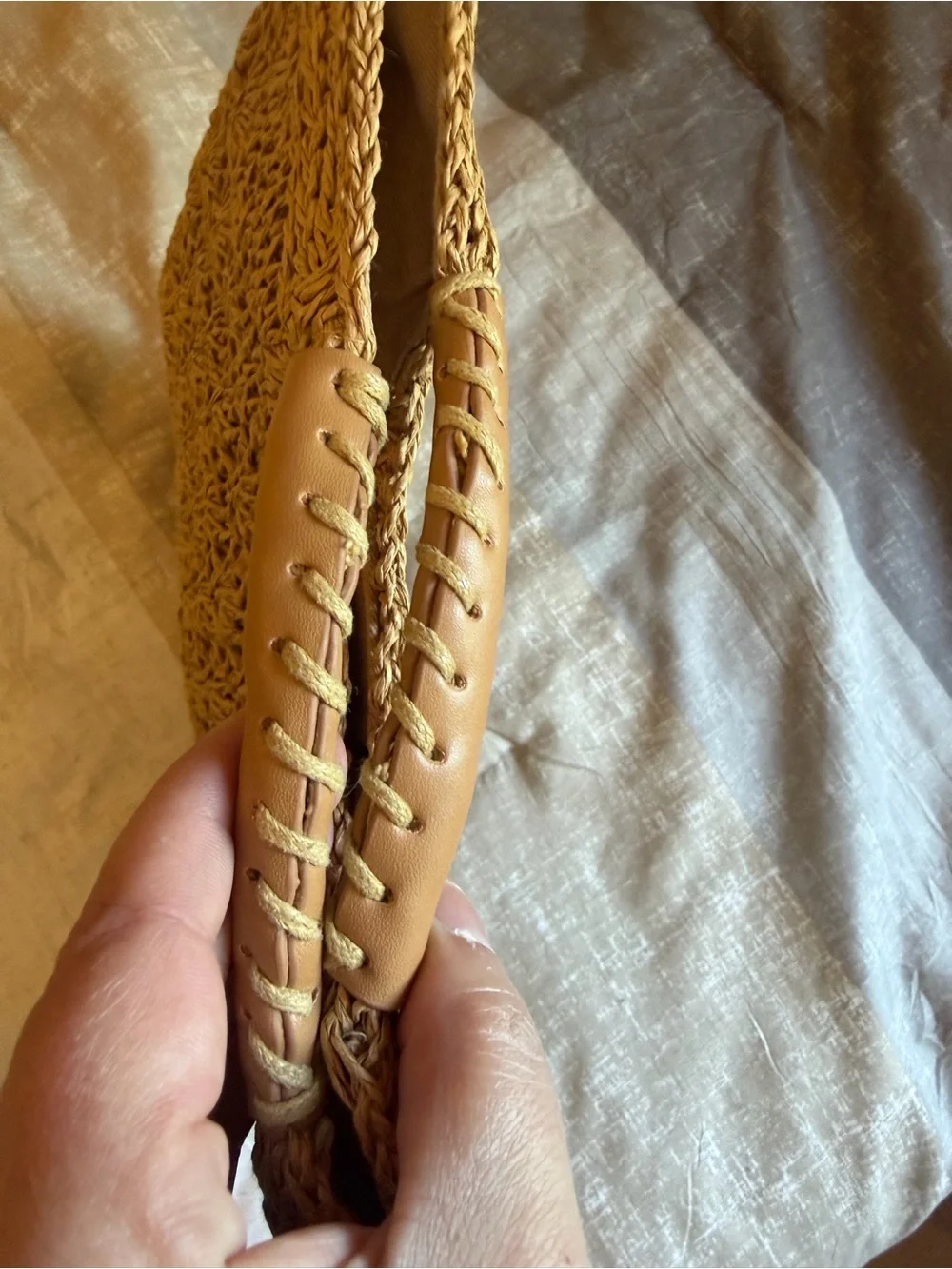 Woven Straw Tote in Tan